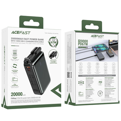 Εξωτερική Μπαταρία Acefast M4, 20000mAh, 67W, PD, 1 x USB-A - 2 x USB-C, Μαύρη