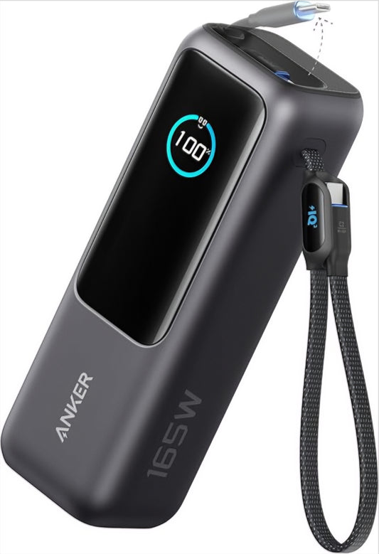 Anker External Battery, 25000mAh, 165W, QC + PD, 1 x USB-A - 3 x USB-C, Gray, Refurbished A1695H11