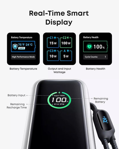 Εξωτερική Μπαταρία Anker, 25000mAh, 165W, QC + PD, 1 x USB-A - 3 x USB-C, Ασημί A1695H41