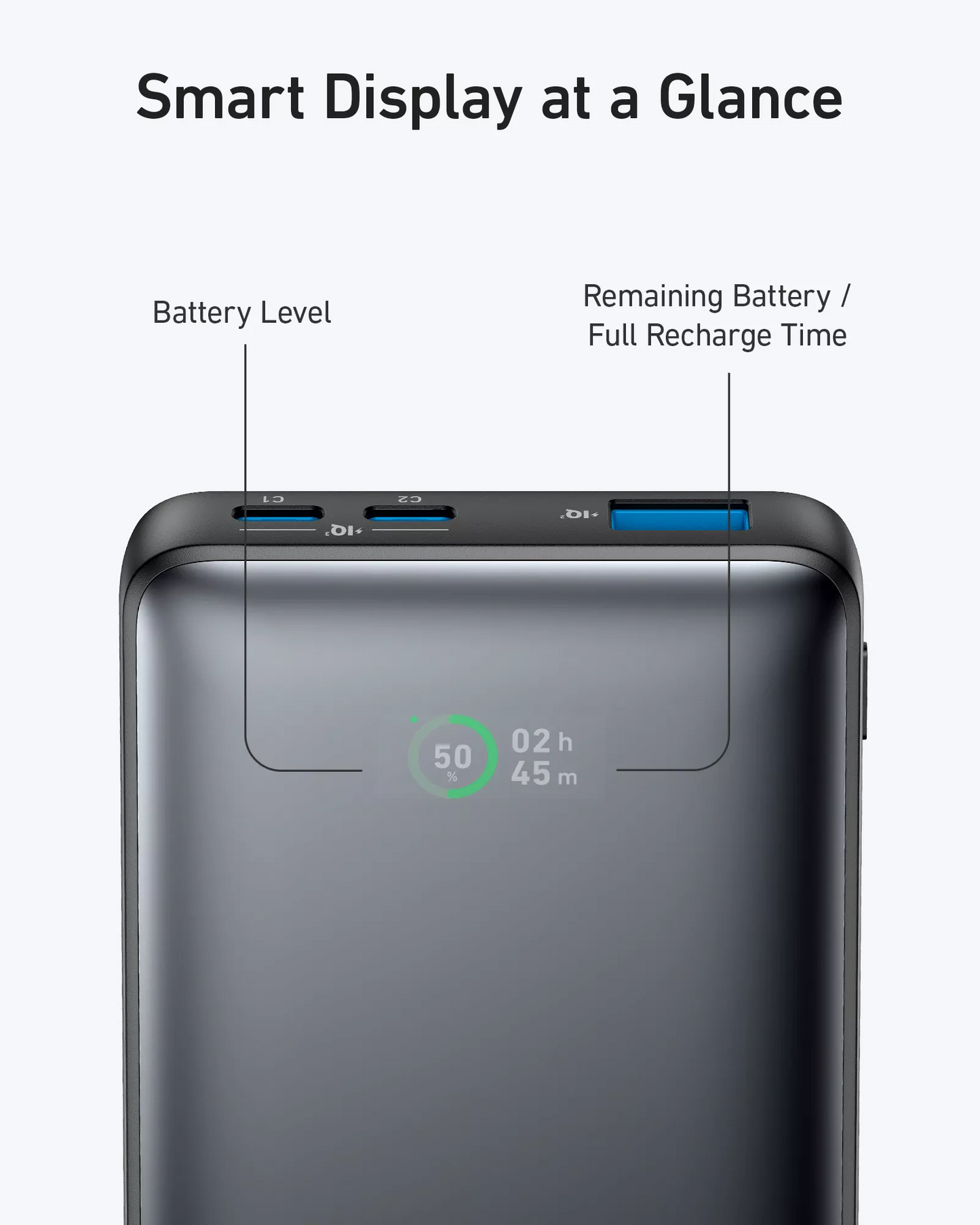 Anker 533 PowerCore External Battery, 10000mAh, 25W, QC + PD, 1 x USB-A - 2 x USB-C, Black A1249G11