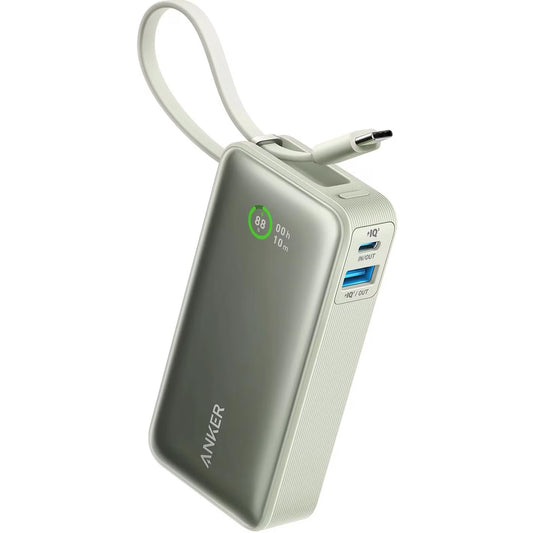 Εξωτερική μπαταρία Anker Nano, 10000mAh, 30W, QC + PD, 1 x USB-A - 2 x USB-C, πράσινο A1259G61