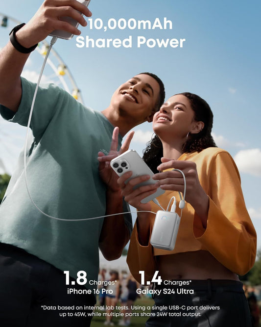 Εξωτερική Μπαταρία Anker Nano, 10000mAh, 45W, QC + PD, 1 x USB-A - 1 x USB-C, Λευκή A1638H21