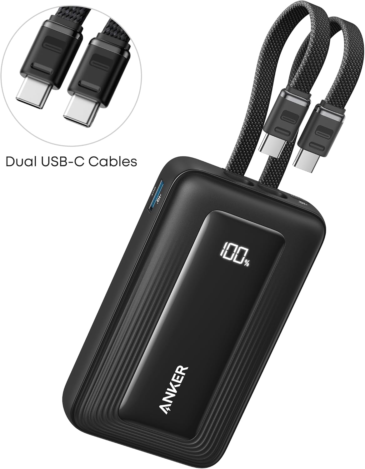 Anker Zolo External Battery, 10000mAh, 35W, QC + PD, 1 x USB-A - 2 x USB-C, Black A1680H12