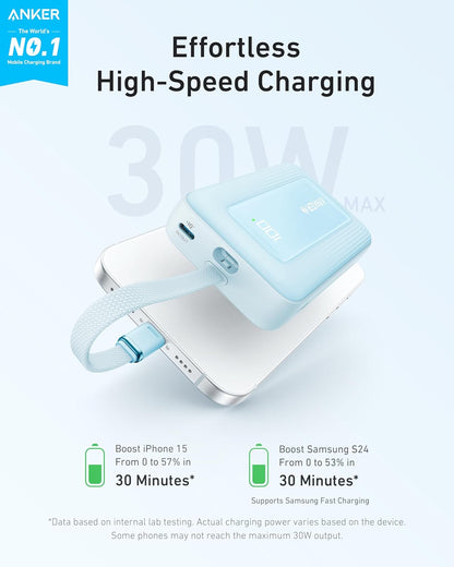 Εξωτερική Μπαταρία Anker Zolo, 10000mAh, 30W, QC + PD, 1 x USB-A - 2 x USB-C, Μπλε A1688031