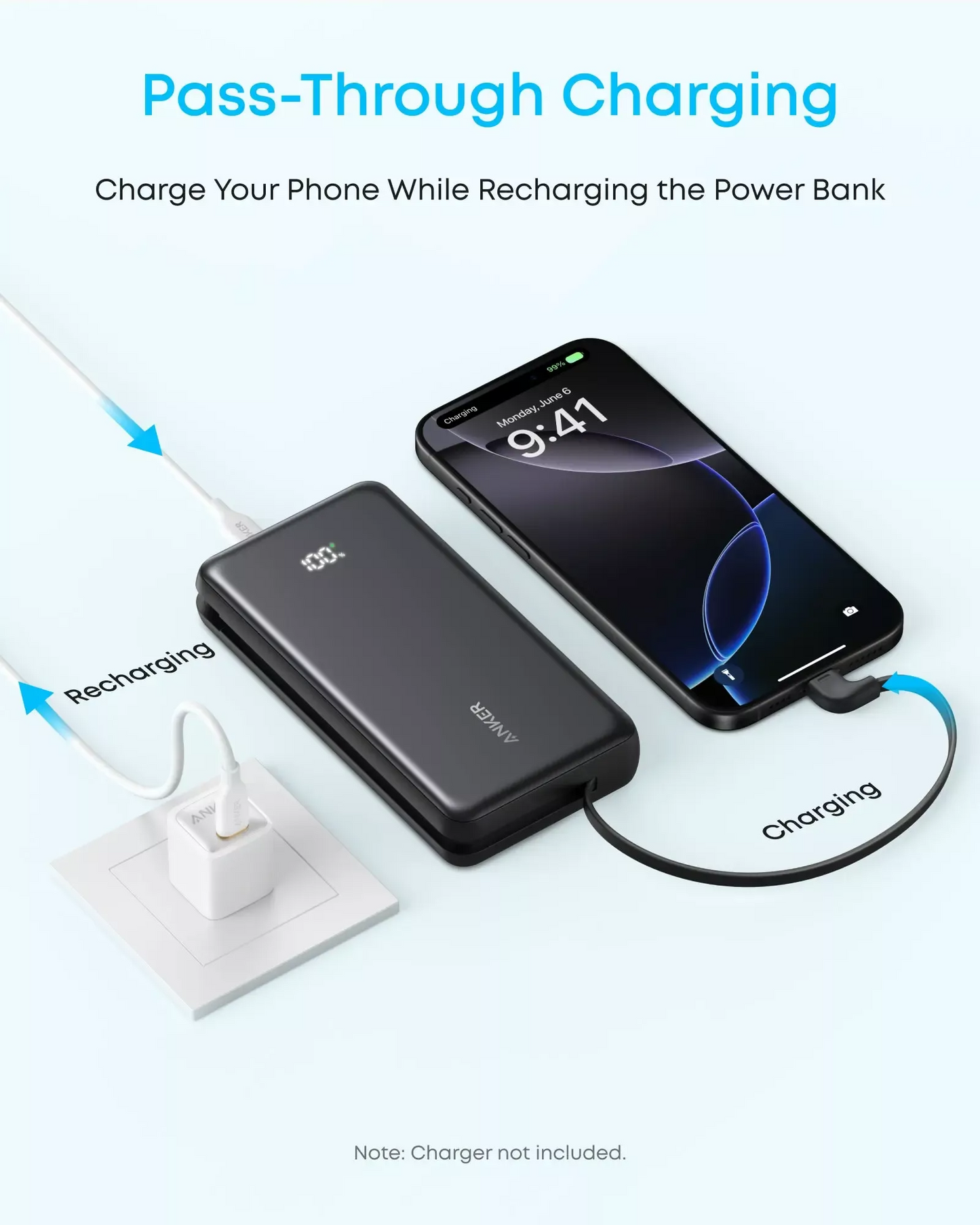Εξωτερική Μπαταρία Anker Zolo, 20000mAh, 22.5W, QC + PD, 1 x USB-A - 2 x USB-C, Μαύρη A110EH11