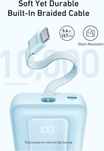Εξωτερική Μπαταρία Anker Zolo, 10000mAh, 30W, QC + PD, 1 x USB-A - 2 x USB-C, Μπλε A1688031