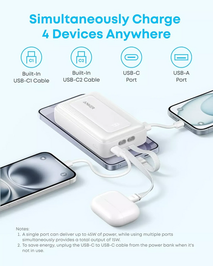 Εξωτερική Μπαταρία Anker Zolo, 20000mAh, 45W, QC + PD, 1 x USB-A - 3 x USB-C, Μαύρη A1681H12