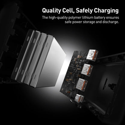 Εξωτερική Μπαταρία Baseus Adaman, 40000mAh, 22.5W, QC + PD, 1 x USB-C - 3 x USB-A, Μαύρη