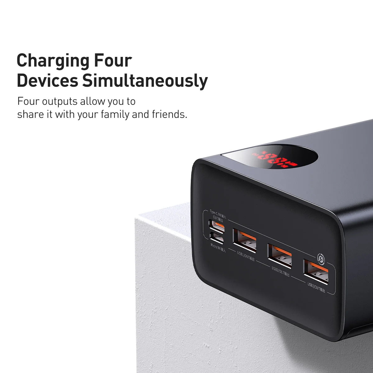 Εξωτερική Μπαταρία Baseus Adaman, 40000mAh, 22.5W, QC + PD, 1 x USB-C - 3 x USB-A, Μαύρη