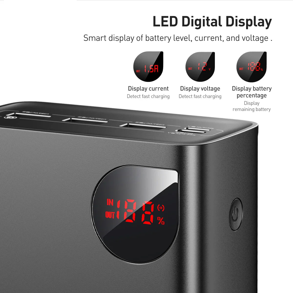 Εξωτερική Μπαταρία Baseus Adaman, 40000mAh, 22.5W, QC + PD, 1 x USB-C - 3 x USB-A, Μαύρη