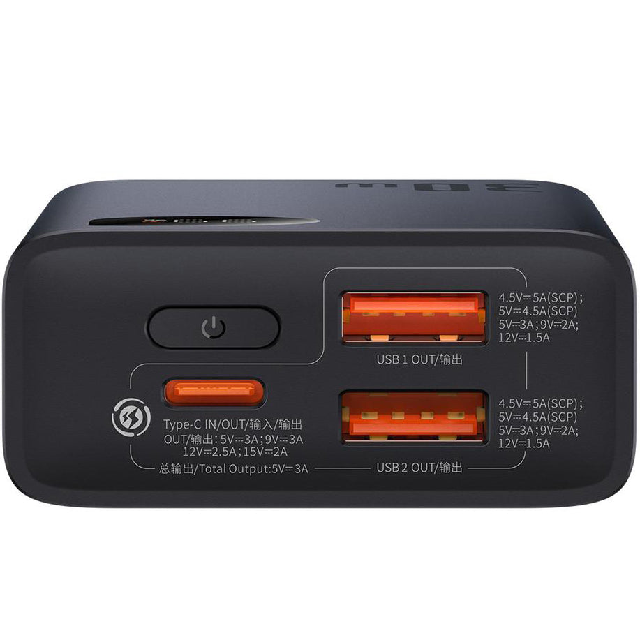 Εξωτερική Μπαταρία Baseus Adaman2, 10000mAh, 30W, QC + PD, 1 x USB-C - 2 x USB-A, Μαύρη PPAD040101