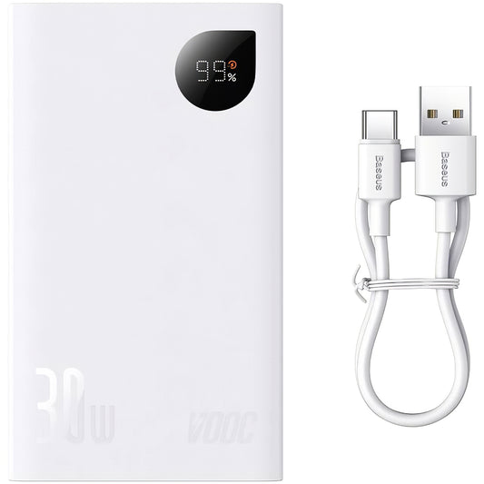 Εξωτερική μπαταρία Baseus Adaman2, 20000mAh, 30W, QC + PD, 1 x USB-C - 2 x USB-A, λευκό PPAD080102