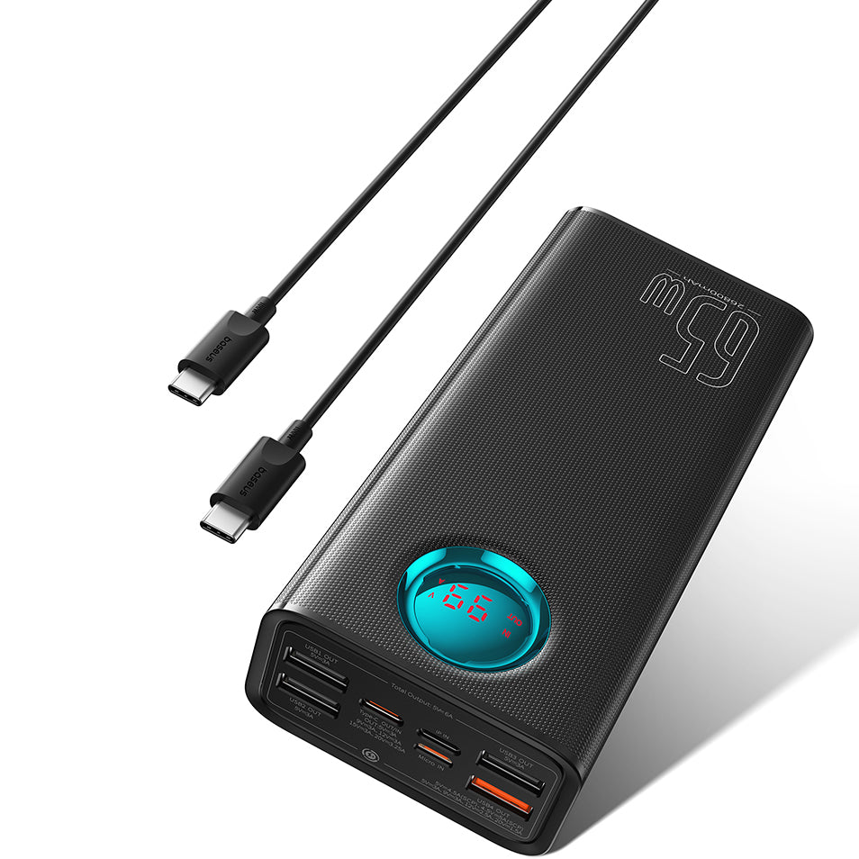 Εξωτερική Μπαταρία Baseus Amblight με Ψηφιακή Οθόνη, 26800mAh, 65W, QC + PD, 1 x USB-C - 4 x USB-A, Μαύρη P10022402113-00