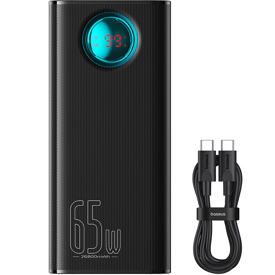 Εξωτερική Μπαταρία Baseus Amblight με Ψηφιακή Οθόνη, 26800mAh, 65W, QC + PD, 1 x USB-C - 4 x USB-A, Μαύρη P10022402113-00