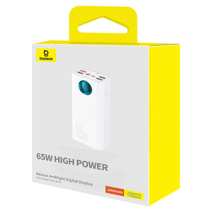 Εξωτερική Μπαταρία Baseus Amblight Digital Display, 26800mAh, 65W, QC + PD, 1 x USB-C - 4 x USB-A, Λευκή P10022402223-00