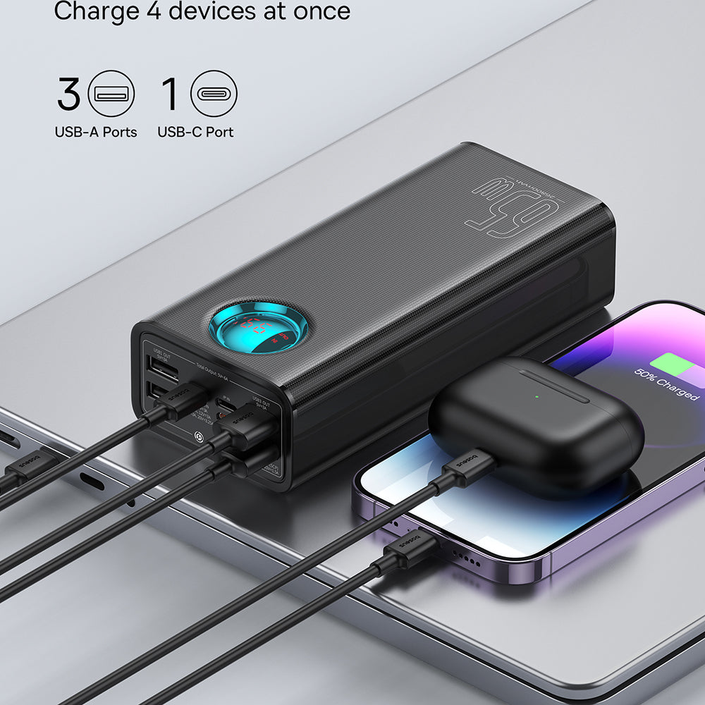 Εξωτερική Μπαταρία Baseus Amblight με Ψηφιακή Οθόνη, 26800mAh, 65W, QC + PD, 1 x USB-C - 4 x USB-A, Μαύρη P10022402113-00