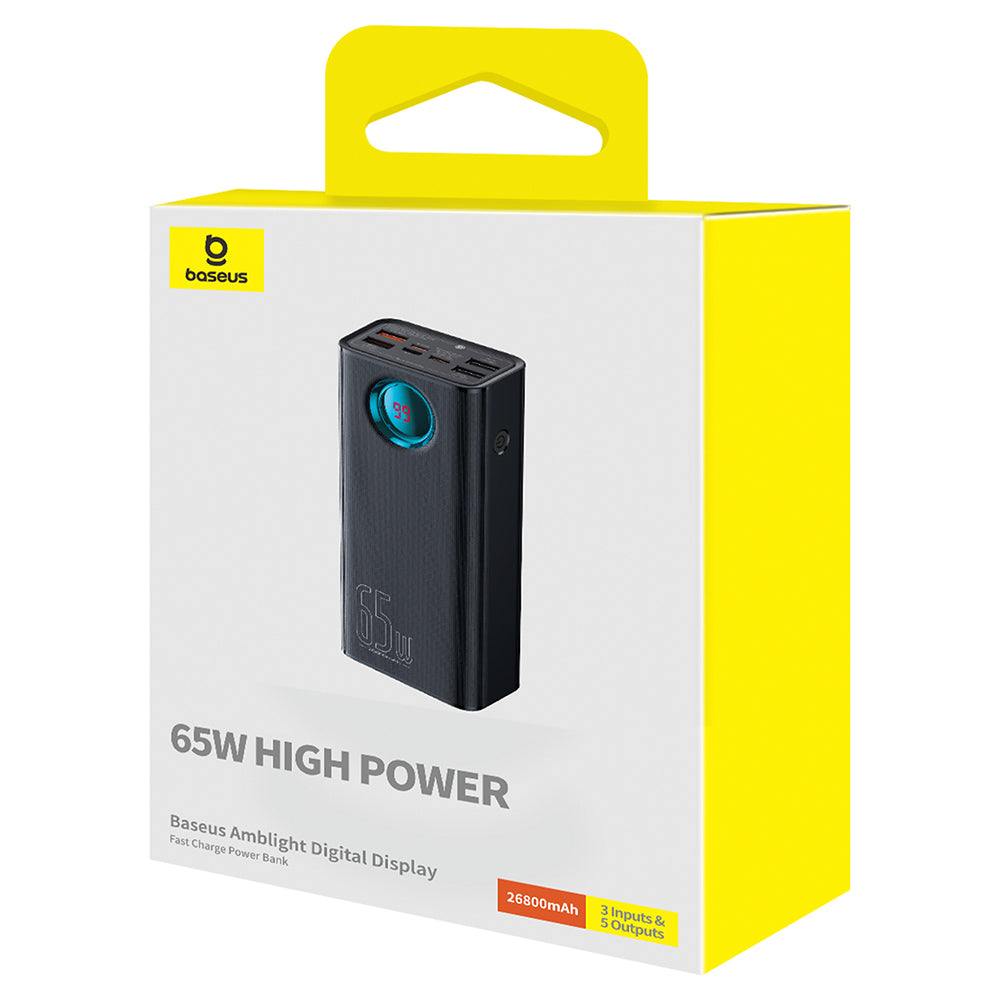 Εξωτερική Μπαταρία Baseus Amblight με Ψηφιακή Οθόνη, 26800mAh, 65W, QC + PD, 1 x USB-C - 4 x USB-A, Μαύρη P10022402113-00