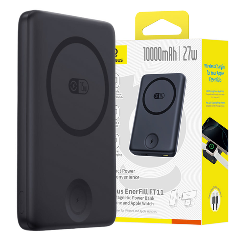Εξωτερική Μπαταρία Baseus Bank EnerFill FT11, 10000mAh, 27W, PD + QI + FQI, 2 x QI - 1 x USB-C, Μαύρη P1008210G123-00