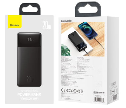 Εξωτερική Μπαταρία Baseus Bipow, 20000mAh, 20W, QC + PD, 1 x USB-C - 2 x USB-A, Μαύρη PPBD050501