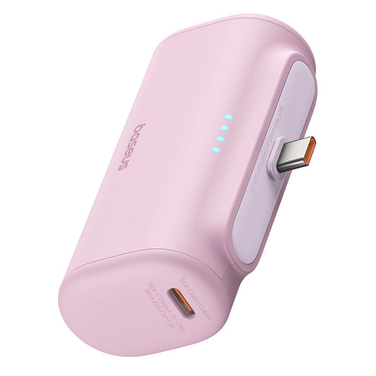 Εξωτερική Μπαταρία Baseus Compact, 5000mAh, 20W, PD, 2 x USB-C, Ροζ P10068306413-00