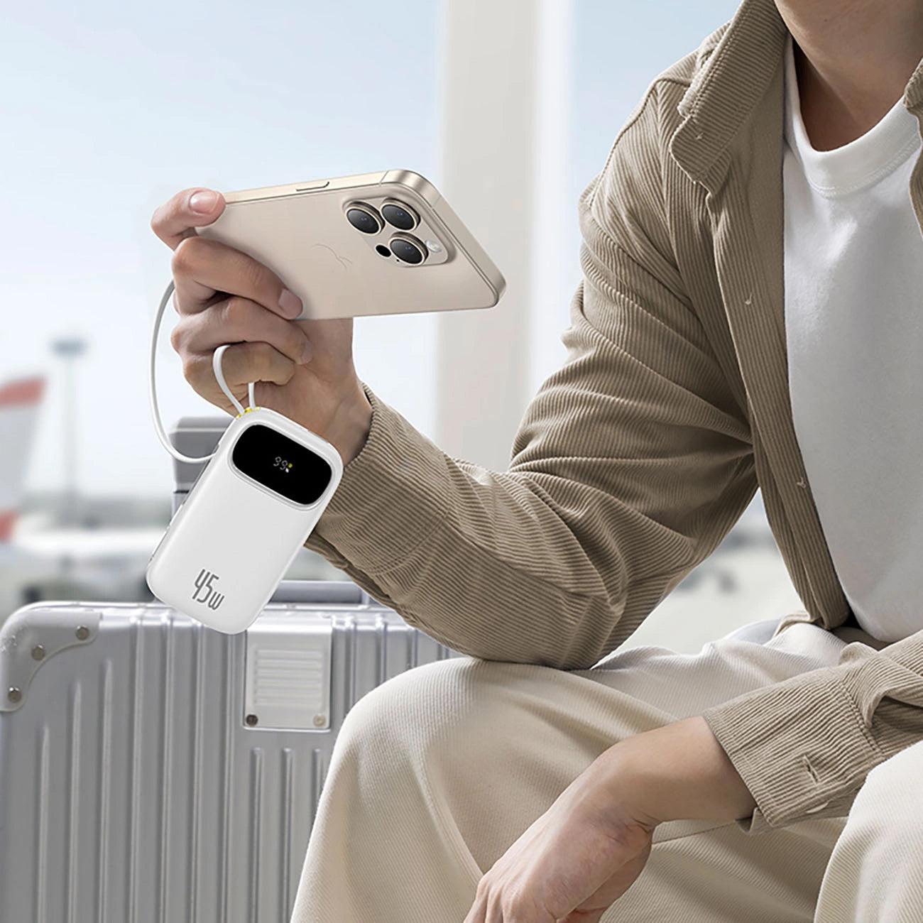 Εξωτερική Μπαταρία Baseus EnerFill FC31, 20000mAh, 45W, QC + PD, 1 x Lightning - 1 x USB-A - 2 x USB-C, Λευκή E0028D01