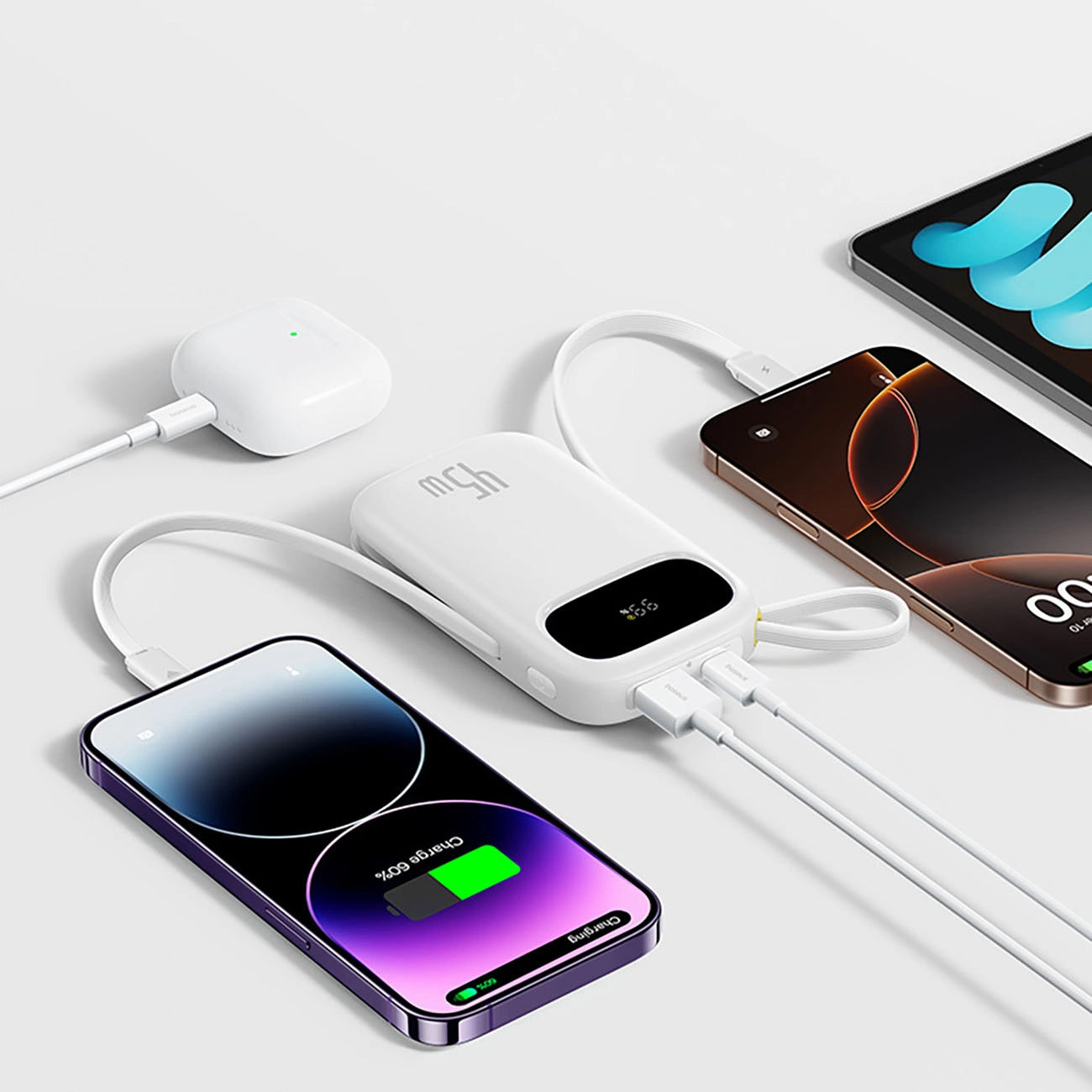 Εξωτερική Μπαταρία Baseus EnerFill FC31, 20000mAh, 45W, QC + PD, 1 x Lightning - 1 x USB-A - 2 x USB-C, Λευκή E0028D01