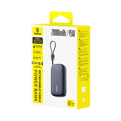 Εξωτερική Μπαταρία Baseus EnerFill FC21 QPow 3 Ultra, 20000mAh, 45W, QC + PD, 1 x USB-A - 1 x USB-C, Μαύρη E0027P00