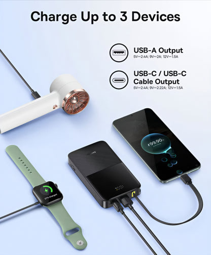 Εξωτερική Μπαταρία Baseus EnerFill Bipow2 Pro, 10000mAh, 22.5W, QC + PD, 1 x USB-A - 2 x USB-C, Μαύρη E0027600