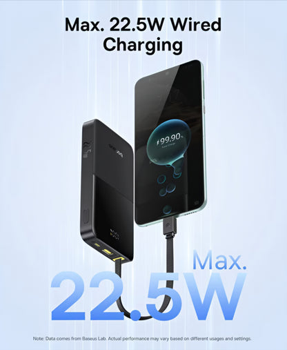 Εξωτερική Μπαταρία Baseus EnerFill Bipow2 Pro, 10000mAh, 22.5W, QC + PD, 1 x USB-A - 2 x USB-C, Μαύρη E0027600