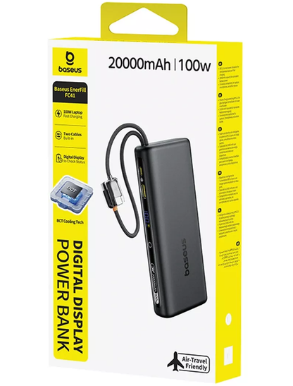 Εξωτερική Μπαταρία Baseus EnerFill FC41, 20000mAh, 100W, QC + PD, 1 x USB-A - 3 x USB-C, Μαύρη E0028N03