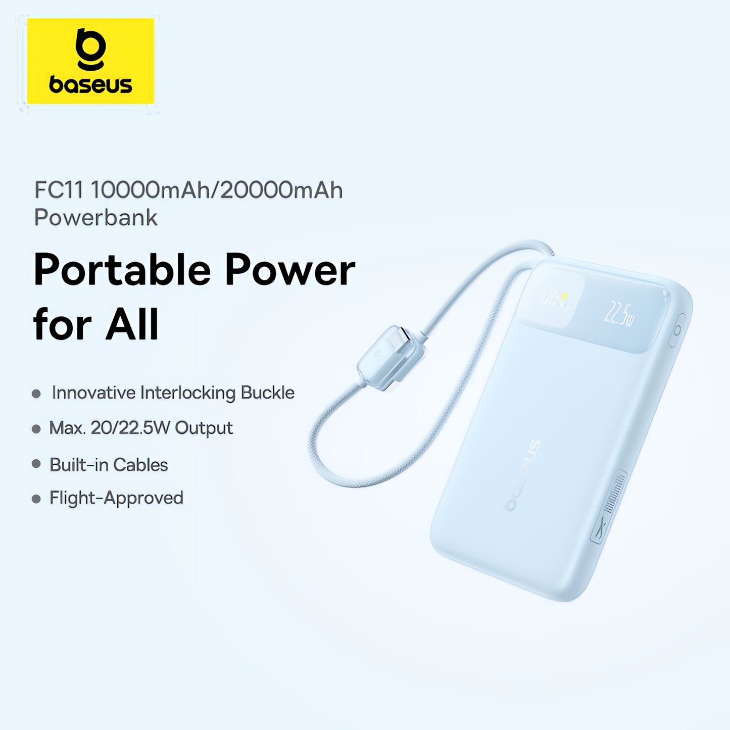 Εξωτερική Μπαταρία Baseus EnerFill FC11, 20000mAh, 22.5W, QC + PD, 1 x Lightning - 1 x USB-A - 2 x USB-C, Μπλε E0027S06