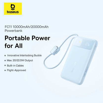 Εξωτερική Μπαταρία Baseus EnerFill FC11, 20000mAh, 22.5W, QC + PD, 1 x Lightning - 1 x USB-A - 2 x USB-C, Μπλε E0027S06