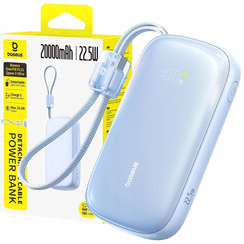 Εξωτερική Μπαταρία Baseus EnerFill FC21 Qpow 3 Ultra, 10000mAh, 45W, QC + PD, 1 x USB-A - 1 x USB-C, Μπλε E0027Q03