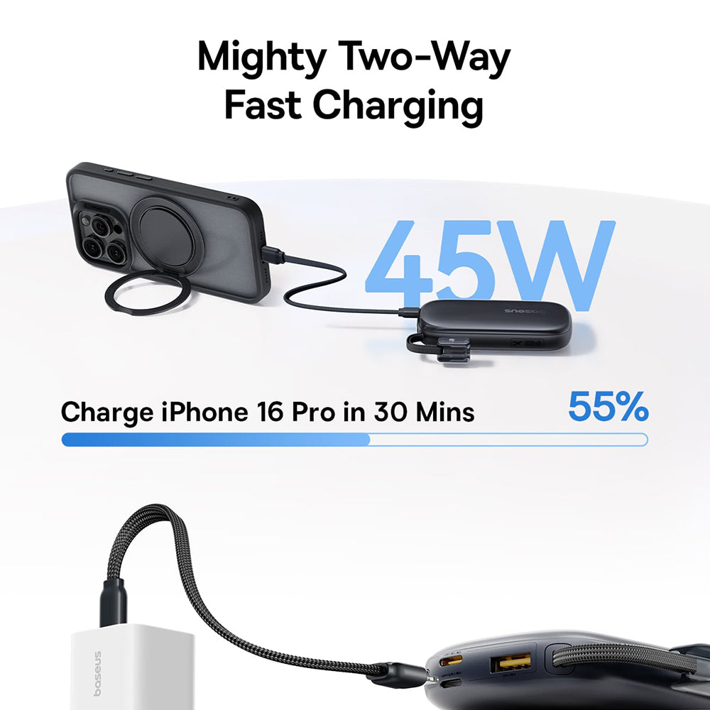 Εξωτερική Μπαταρία Baseus EnerFill FC21 Qpow 3 Ultra, 10000mAh, 45W, QC + PD, 1 x USB-A - 1 x USB-C, Ροζ E0027Q02