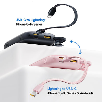 Εξωτερική Μπαταρία Baseus EnerFill FC21 Qpow 3 Ultra, 10000mAh, 45W, QC + PD, 1 x USB-A - 1 x USB-C, Ροζ E0027Q02