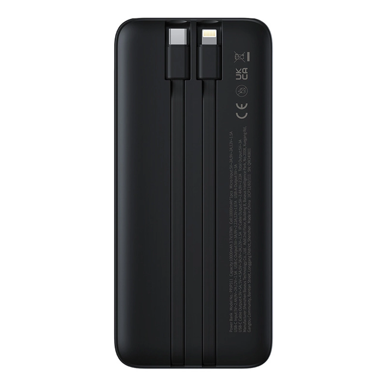 Baseus Lipow External Battery, 10000mAh, 22.5W, QC + PD, 1 x Lightning - 1 x USB-A - 2 x USB-C, Black P10079101123-00