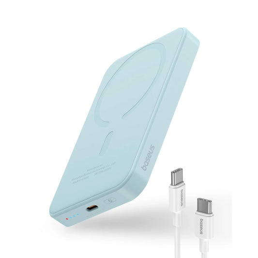 Baseus Magnetic Mini Ασύρματη εξωτερική μπαταρία, 5000mAh, 20W, PD + FQI, 1 x QI - 1 x USB-C, μπλε P10022107313-00