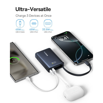 Εξωτερική Μπαταρία Baseus PicoGo, 10000mAh, 45W, QC + PD, 1 x USB-A - 2 x USB-C, Μαύρη P10076803123-00