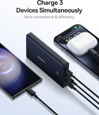Εξωτερική Μπαταρία Baseus PicoGo, 10000mAh, 20W, QC + PD, 1 x USB-A - 2 x USB-C, Λευκή P10076801213-00