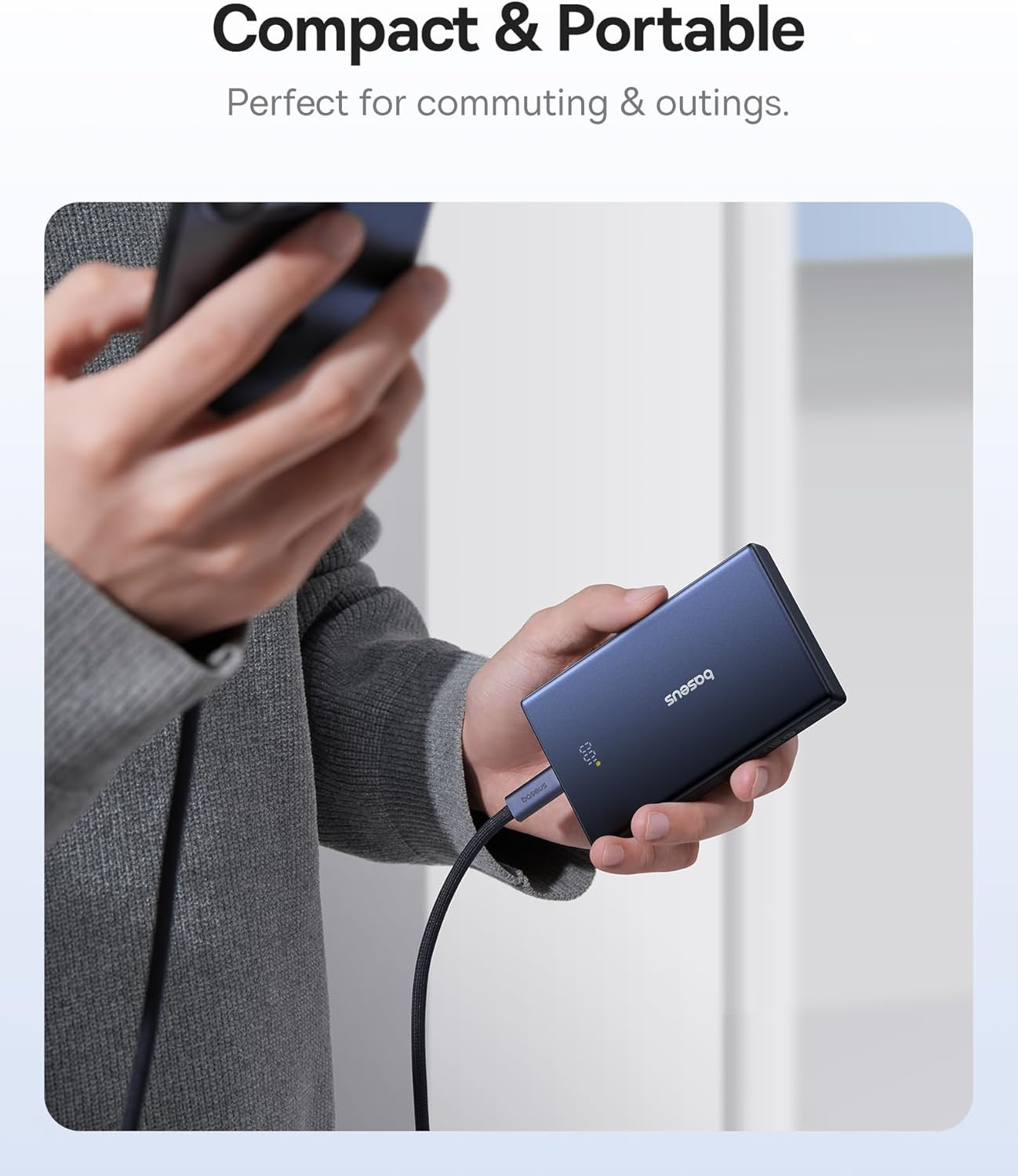 Εξωτερική Μπαταρία Baseus PicoGo, 10000mAh, 20W, QC + PD, 1 x USB-A - 2 x USB-C, Λευκή P10076801213-00