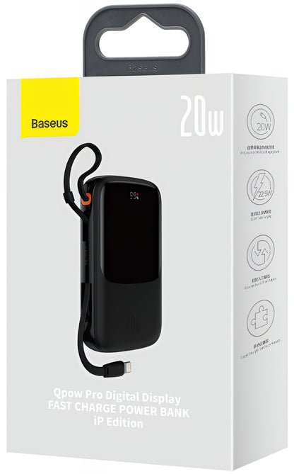 Εξωτερική Μπαταρία Baseus Qpow Pro, 20000mAh, 20W, QC + PD, 1 x Lightning - 1 x USB-A - 1 x USB-C, Μαύρη PPQD060201
