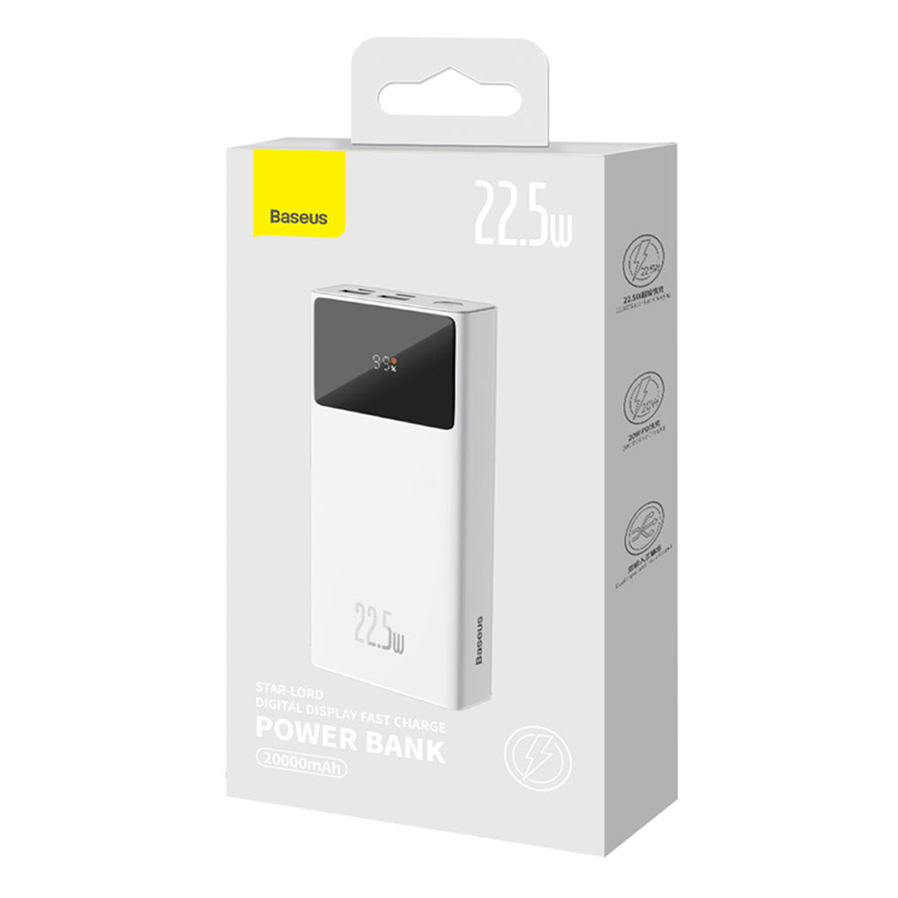 Εξωτερική Μπαταρία Baseus Star Lord, 20000mAh, 22.5W, QC + PD, 1 x USB-C - 2 x USB-A, Λευκή PPXJ080002