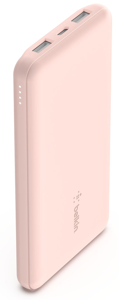 Belkin BoostCharge External Battery, 10000mAh, 15W, 1 x USB-C - 2 x USB-A, Pink BPB011btRG
