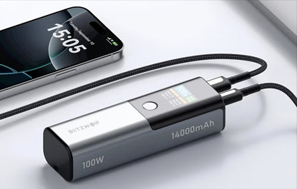Εξωτερική Μπαταρία BlitzWolf BW-P23, 14000mAh, 100W, QC + PD, 1 x USB-A - 1 x USB-C, Γκρι