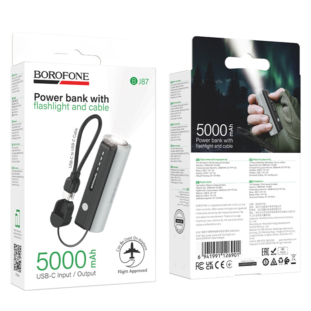 Εξωτερική Μπαταρία Borofone BJ87 Star, 5000mAh, 10W, 1 x USB-C, Γκρι