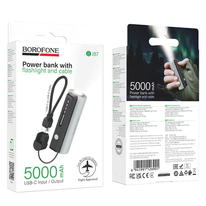 Εξωτερική Μπαταρία Borofone BJ87 Star, 5000mAh, 10W, 1 x USB-C, Γκρι