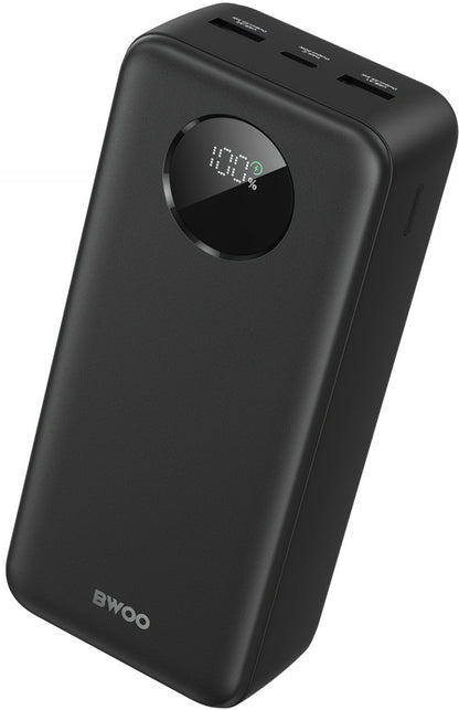 External Battery BWOO BO-P64, 30000mAh, 22.5W, QC + PD, 1 x USB-C - 2 x USB-A, Black