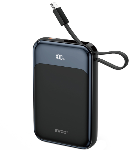 Εξωτερική Ασύρματη Μπαταρία BWOO BO-P80, 10000mAh, 22.5W, PD + FQI, 1 x QI - 2 x USB-C, Μαύρο
