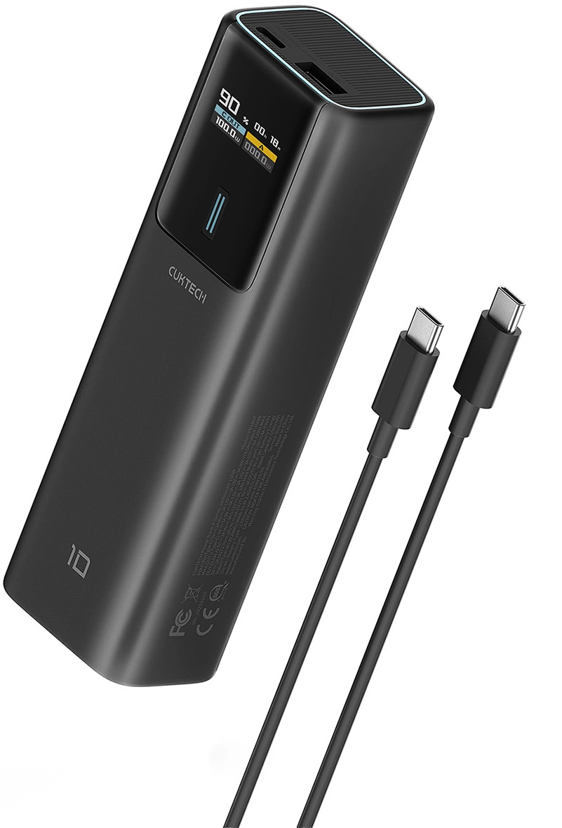 Εξωτερική Μπαταρία Cuktech, 10000mAh, 150W, QC + PD, 1 x USB-A - 1 x USB-C, Μαύρη CKPB100PGLBL