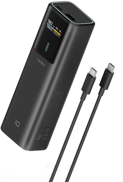 Εξωτερική Μπαταρία Cuktech, 10000mAh, 150W, QC + PD, 1 x USB-A - 1 x USB-C, Μαύρη CKPB100PGLBL